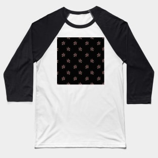 Elegant Pink Winter Flower Black Pattern Baseball T-Shirt